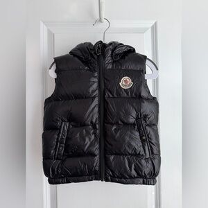 Moncler Kids Hooded Black Puffer Vest Size 4